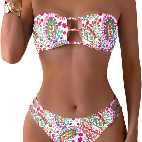 Tainehs Other - Chic Strapless Paisley Bikini